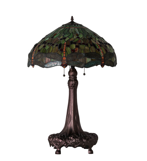 Meyda Tiffany Lighting 101830 Hanginghead Dragonfly Three Light Table Lamp Lamp Bronze / Dark
