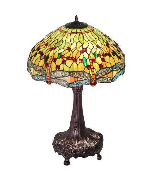 Meyda Tiffany Lighting 101830 Hanginghead Dragonfly Three Light Table Lamp Lamp Bronze / Dark