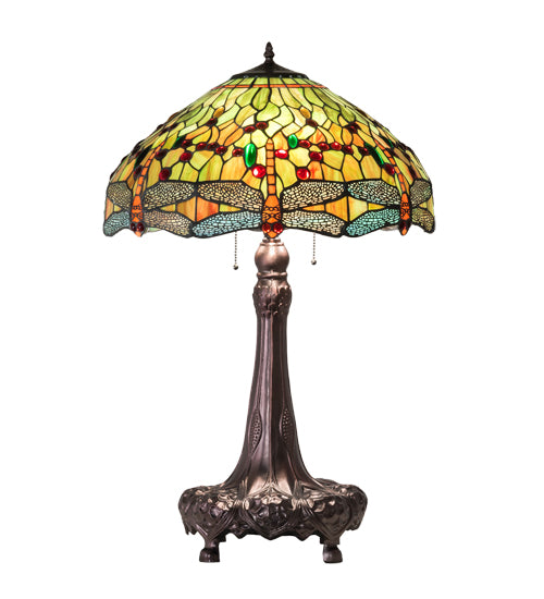 Meyda Tiffany Lighting 101830 Hanginghead Dragonfly Three Light Table Lamp Lamp Bronze / Dark