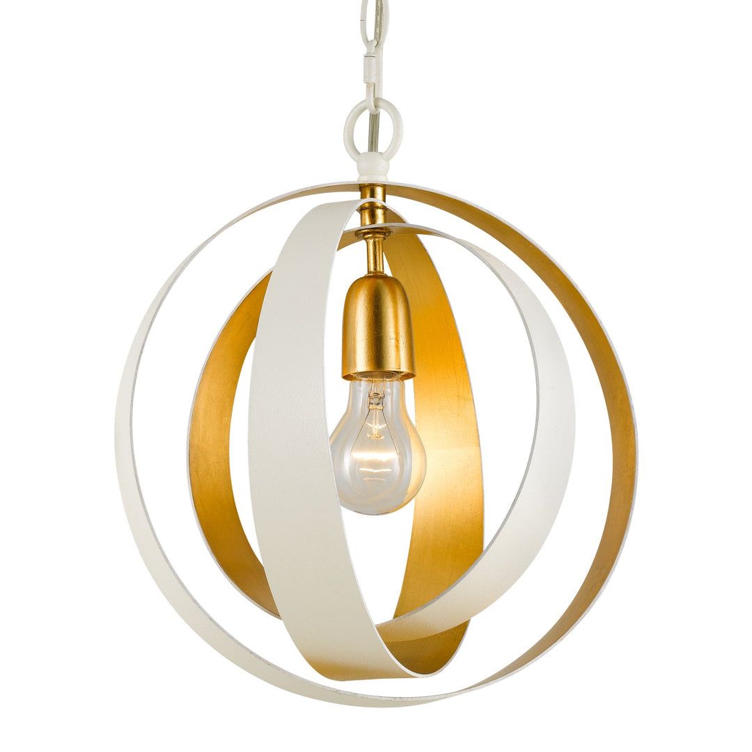 Crystorama Luna 580-MT-GA Pendant Light - Matte White / Antique Gold