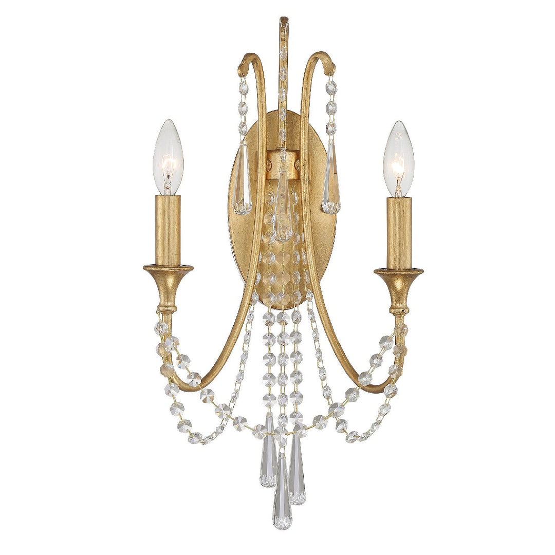 Crystorama Arcadia ARC-1902-GA-CL-MWP Wall Light - Antique Gold