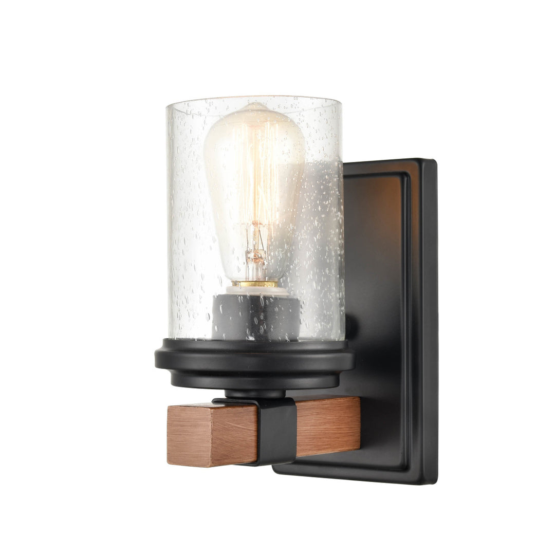 Millennium Taos 3801-MB/WG Wall Light - Matte Black/Wood Grain