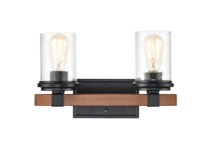 Millennium Taos 3802-MB/WG Bath Vanity Light 15 in. wide - Matte Black/Wood Grain