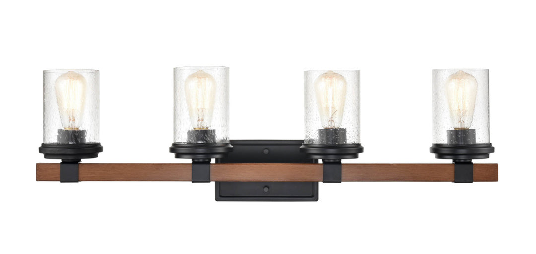 Millennium Taos 3804-MB/WG Bath Vanity Light 32 in. wide - Matte Black/Wood Grain