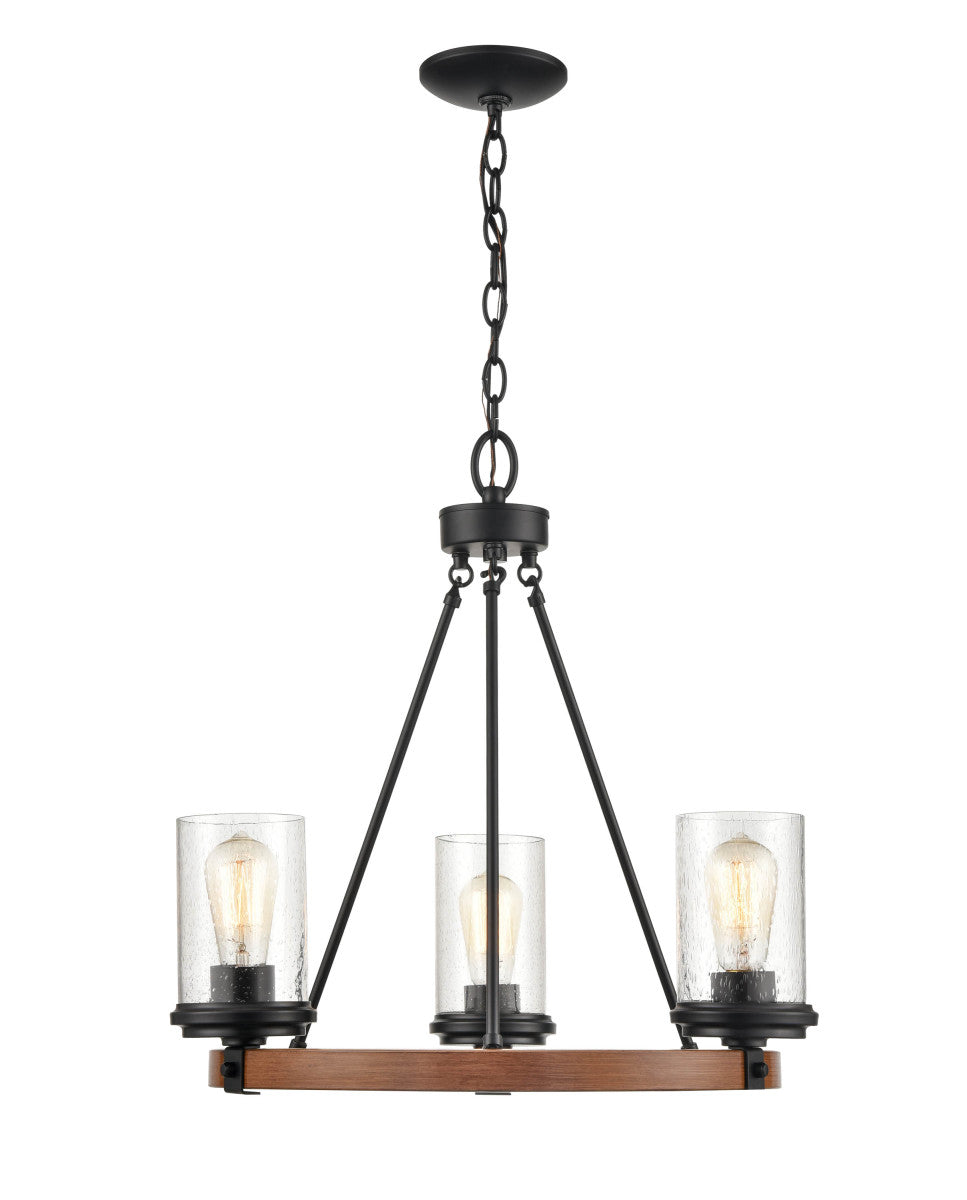 Millennium Taos 3823-MB/WG Chandelier Light - Matte Black/Wood Grain