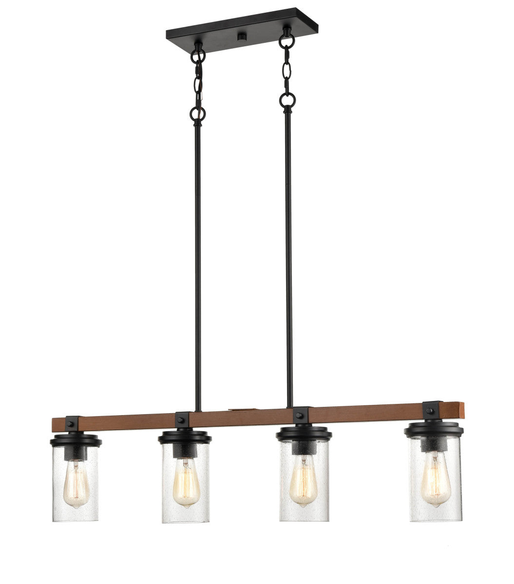 Millennium Taos 3824-MB/WG Pendant Light - Matte Black/Wood Grain