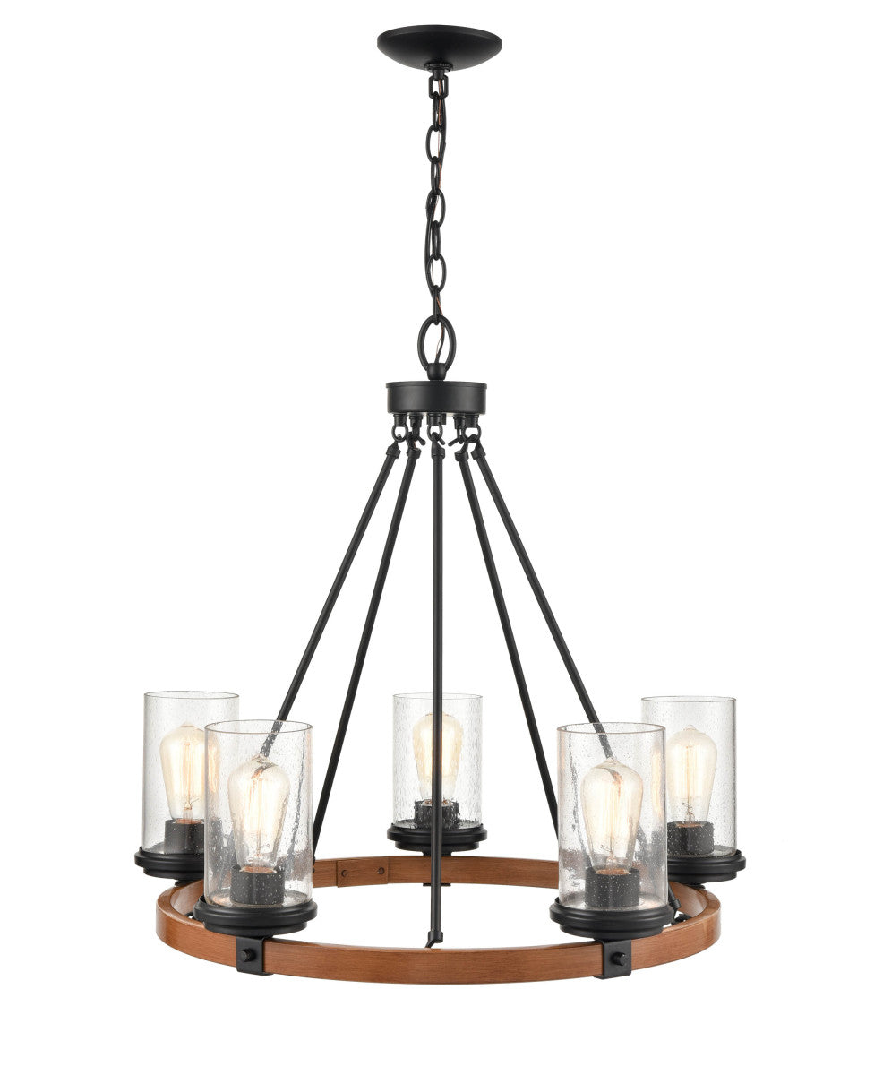 Millennium Taos 3825-MB/WG Chandelier Light - Matte Black/Wood Grain