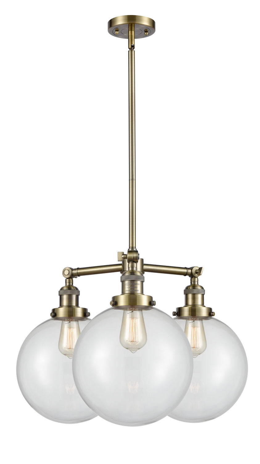 Innovations Franklin Restoration 207-AB-G202-10 Chandelier Light - Antique Brass