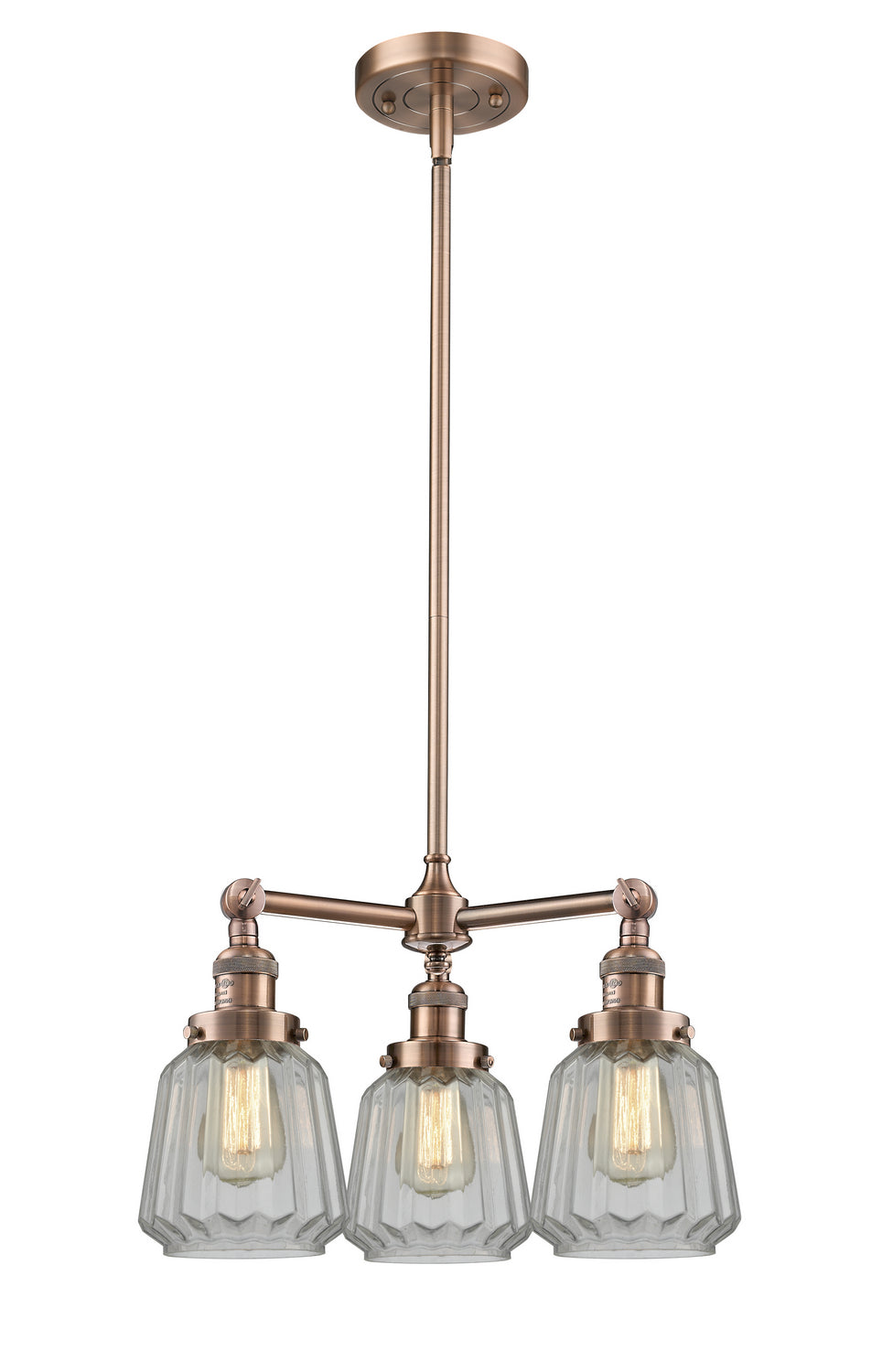 Innovations Franklin Restoration 207-AC-G142 Chandelier Light - Antique Copper
