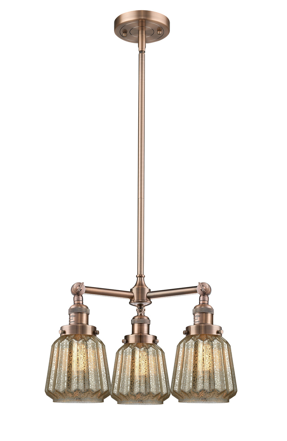 Innovations Franklin Restoration 207-AC-G146 Chandelier Light - Antique Copper