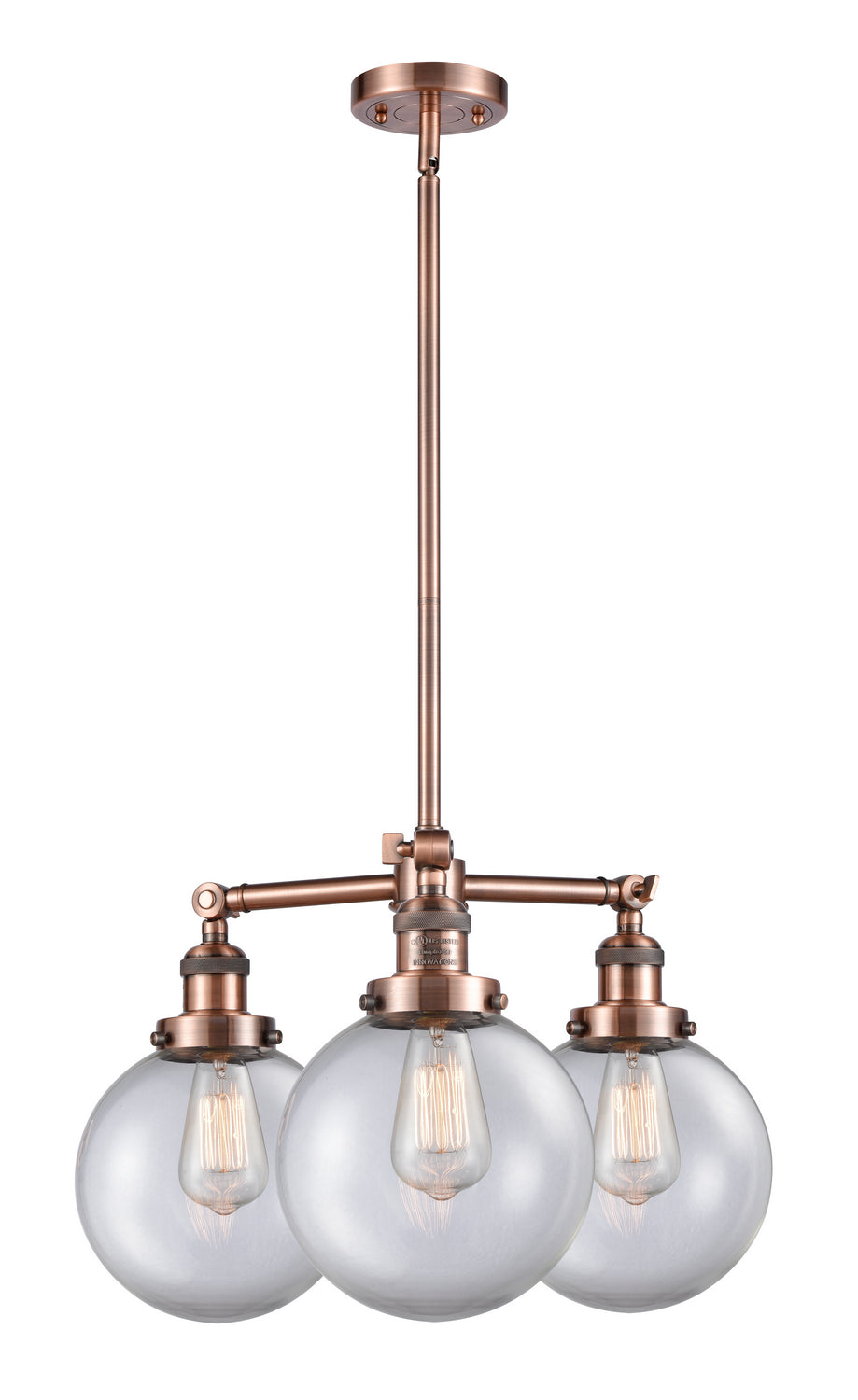 Innovations Franklin Restoration 207-AC-G202-8 Chandelier Light - Antique Copper