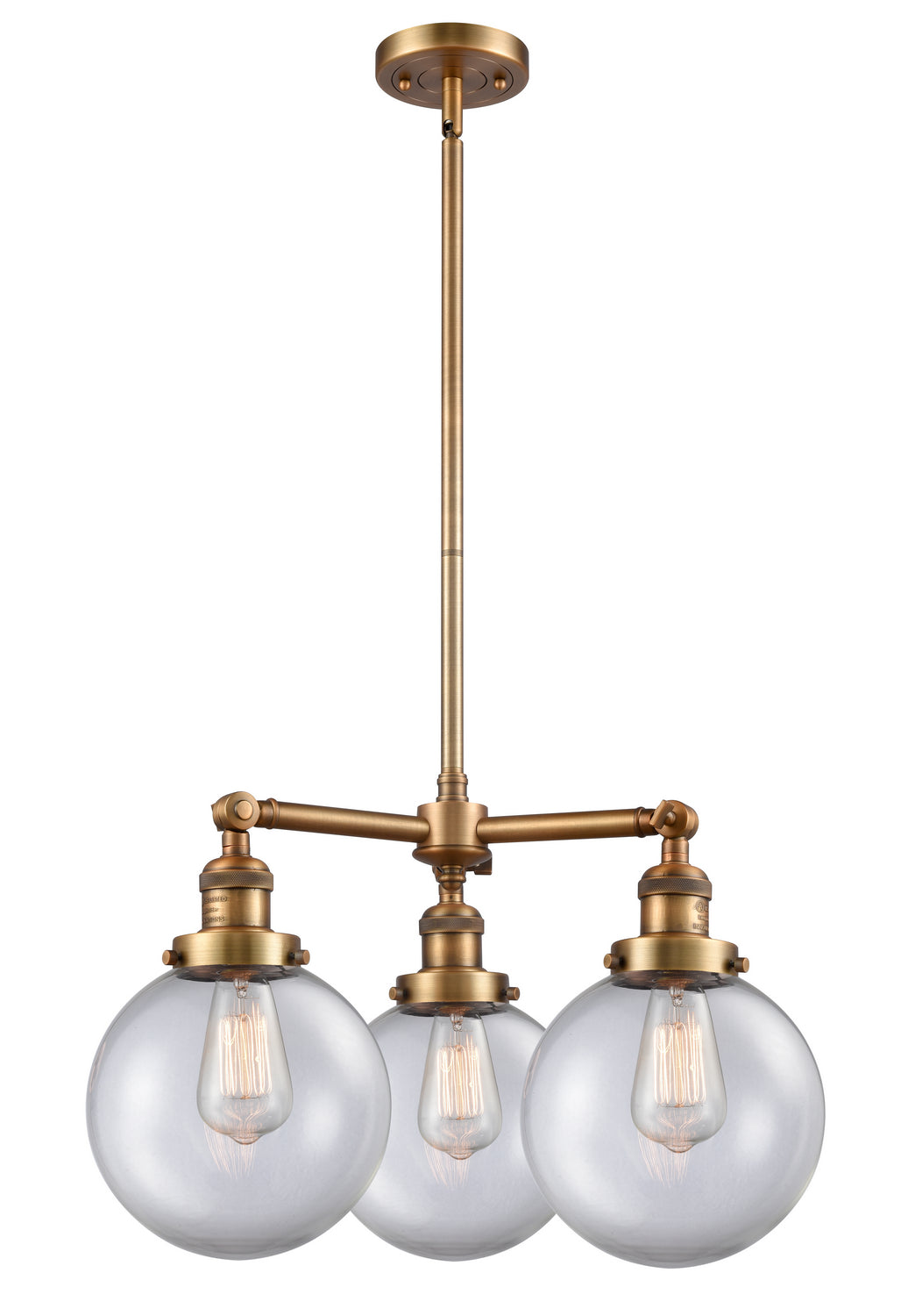 Innovations Franklin Restoration 207-BB-G202-8 Chandelier Light - Brushed Brass