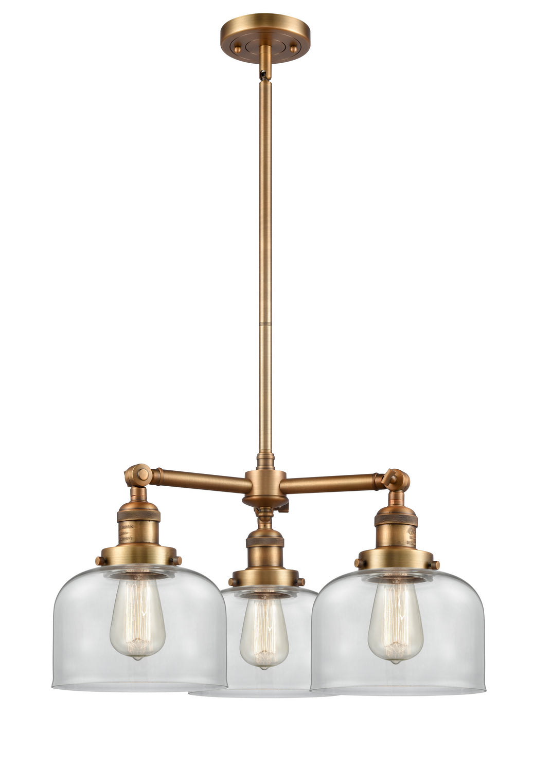 Innovations Franklin Restoration 207-BB-G72 Chandelier Light - Brushed Brass