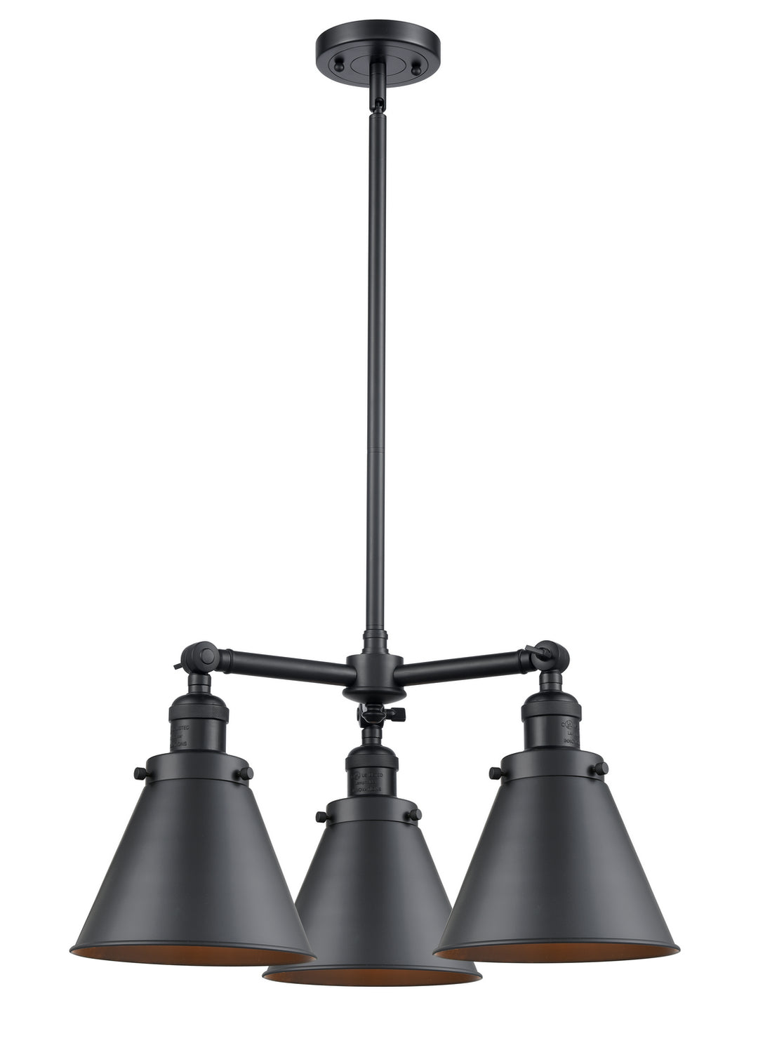 Innovations Franklin Restoration 207-BK-M13-BK-LED Chandelier Light - Matte Black