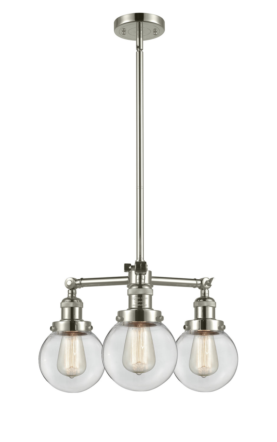 Innovations Franklin Restoration 207-PN-G202-6 Chandelier Light - Polished Nickel