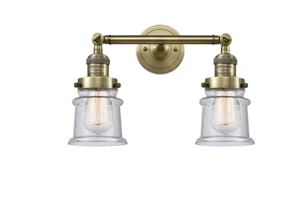 Innovations Franklin Restoration 208-AB-G184S Bath Vanity Light 17 in. wide - Antique Brass