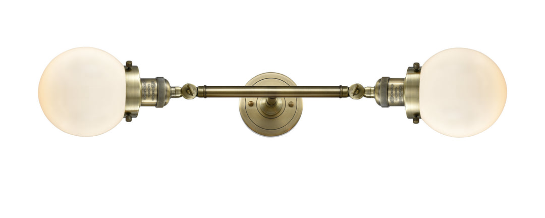 Innovations Franklin Restoration 208L-AB-G201-6 Bath Vanity Light 6 in. wide - Antique Brass