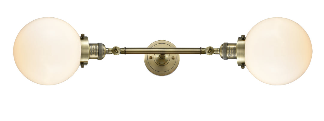 Innovations Franklin Restoration 208L-AB-G201-8 Bath Vanity Light 8 in. wide - Antique Brass