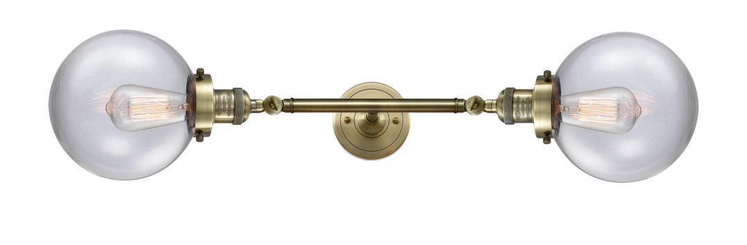 Innovations Franklin Restoration 208L-AB-G202-8 Bath Vanity Light 8 in. wide - Antique Brass