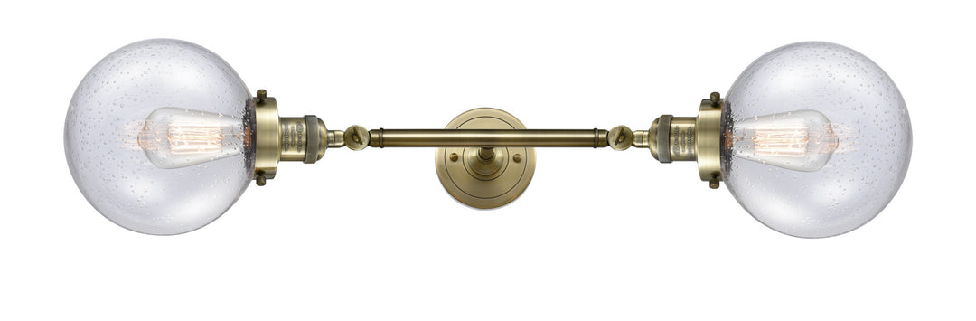 Innovations Franklin Restoration 208L-AB-G204-8 Bath Vanity Light 8 in. wide - Antique Brass