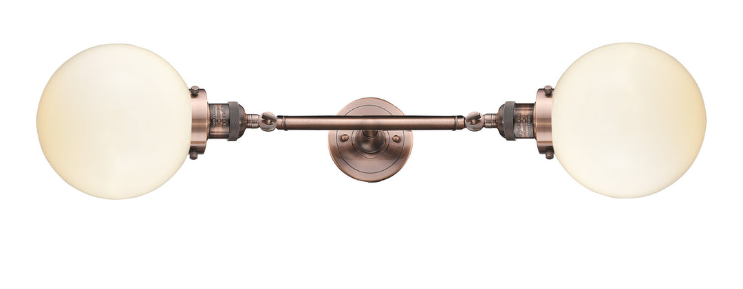 Innovations Franklin Restoration 208L-AC-G201-8 Bath Vanity Light 8 in. wide - Antique Copper