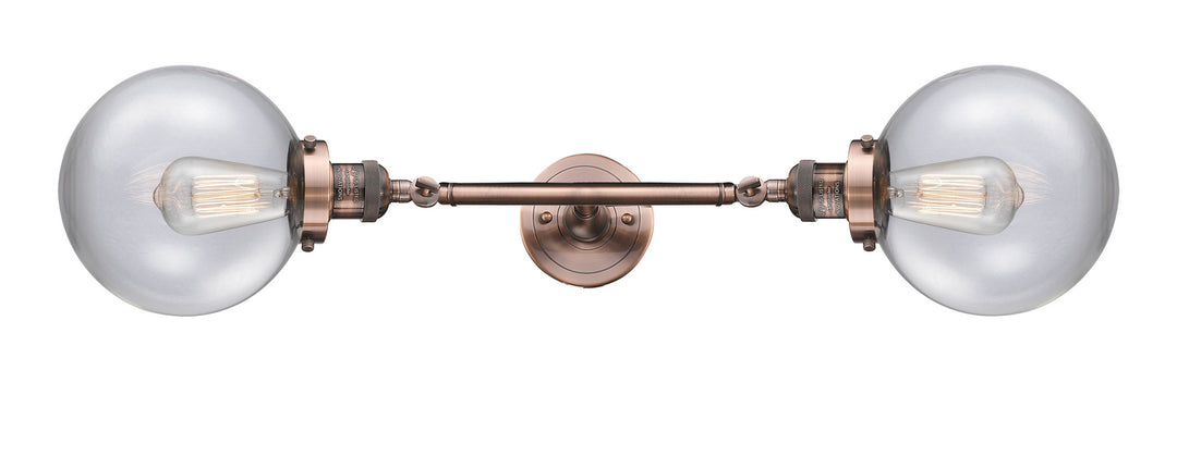 Innovations Franklin Restoration 208L-AC-G202-8 Bath Vanity Light 8 in. wide - Antique Copper