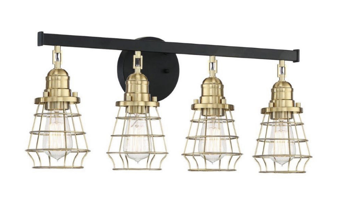 Craftmade Thatcher 50604-FBSB Bath Vanity Light 26 in. wide - Flat Black/Satin Brass