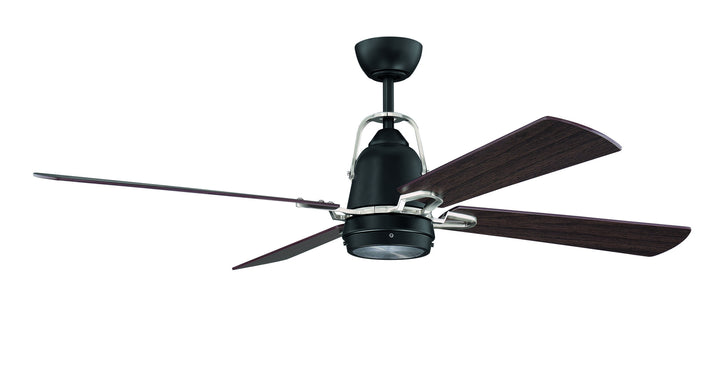 Craftmade Beckett BEC52FBBNK4 Ceiling Fan 52 - Flat Black/Brushed Polished Nickel, Grey Walnut/Grey Walnut/