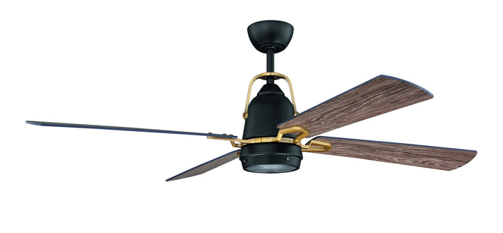 Craftmade Beckett BEC52FBSB4 Ceiling Fan 52 - Flat Black/Satin Brass, Barnwood/Barnwood/