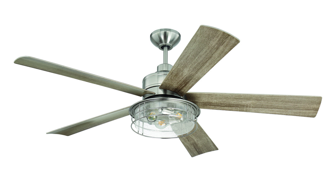 Craftmade Garrick GAR56BNK5 Ceiling Fan 56 - Brushed Polished Nickel, Driftwood/Driftwood/