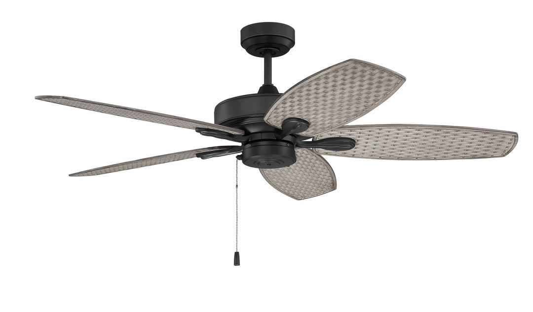 Craftmade Retreat RET52FB5 Ceiling Fan 52 - Flat Black, Woven Driftwood/Woven Driftwood/