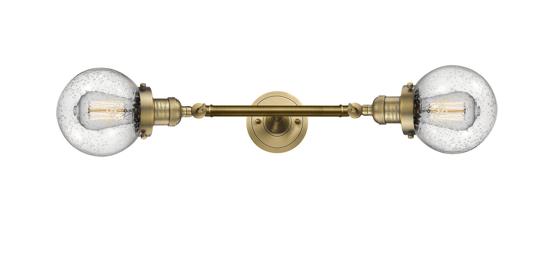 Innovations Franklin Restoration 208L-BB-G204-6 Bath Vanity Light 6 in. wide - Brushed Brass