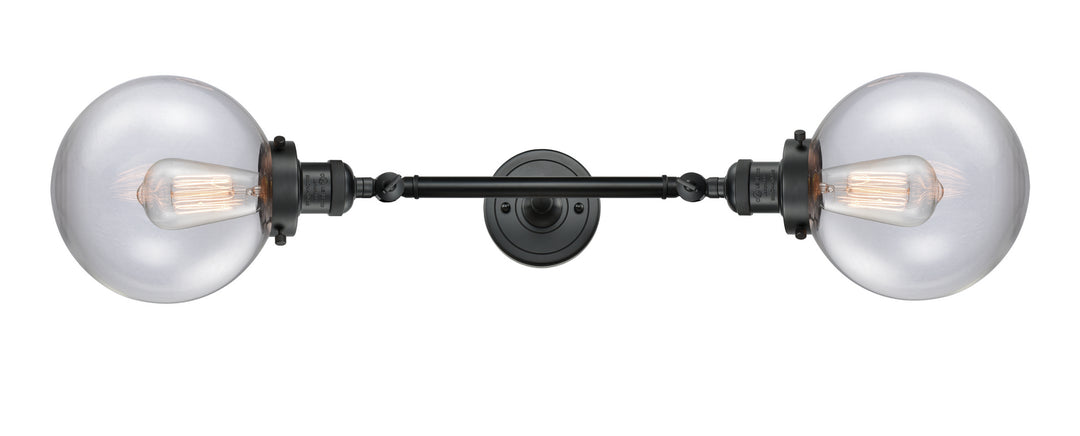 Innovations Franklin Restoration 208L-BK-G202-8 Bath Vanity Light 8 in. wide - Matte Black