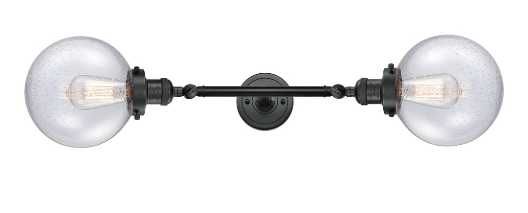 Innovations Franklin Restoration 208L-BK-G204-8 Bath Vanity Light 8 in. wide - Matte Black