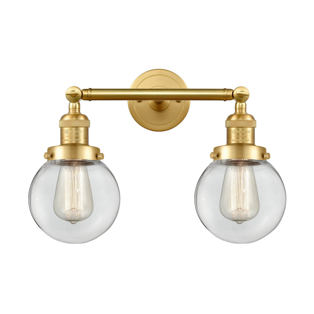 Innovations Franklin Restoration 208-SG-G202-6 Bath Vanity Light 17 in. wide - Satin Gold