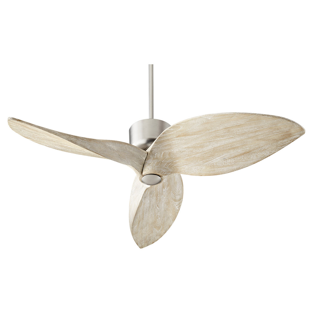 Quorum Hawkeye 31523-65 Ceiling Fan 52 in. - Satin Nickel, Weathered Oak