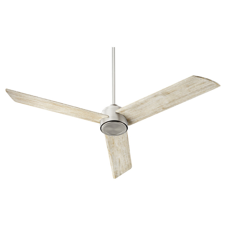 Quorum Trio 35603-65 Ceiling Fan 60 in. - Satin Nickel, Weathered Oak