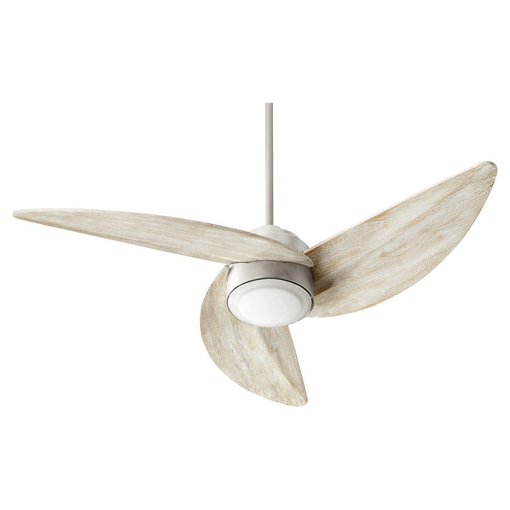 Quorum Trinity 41523-65 Ceiling Fan - Satin Nickel, Weathered Oak