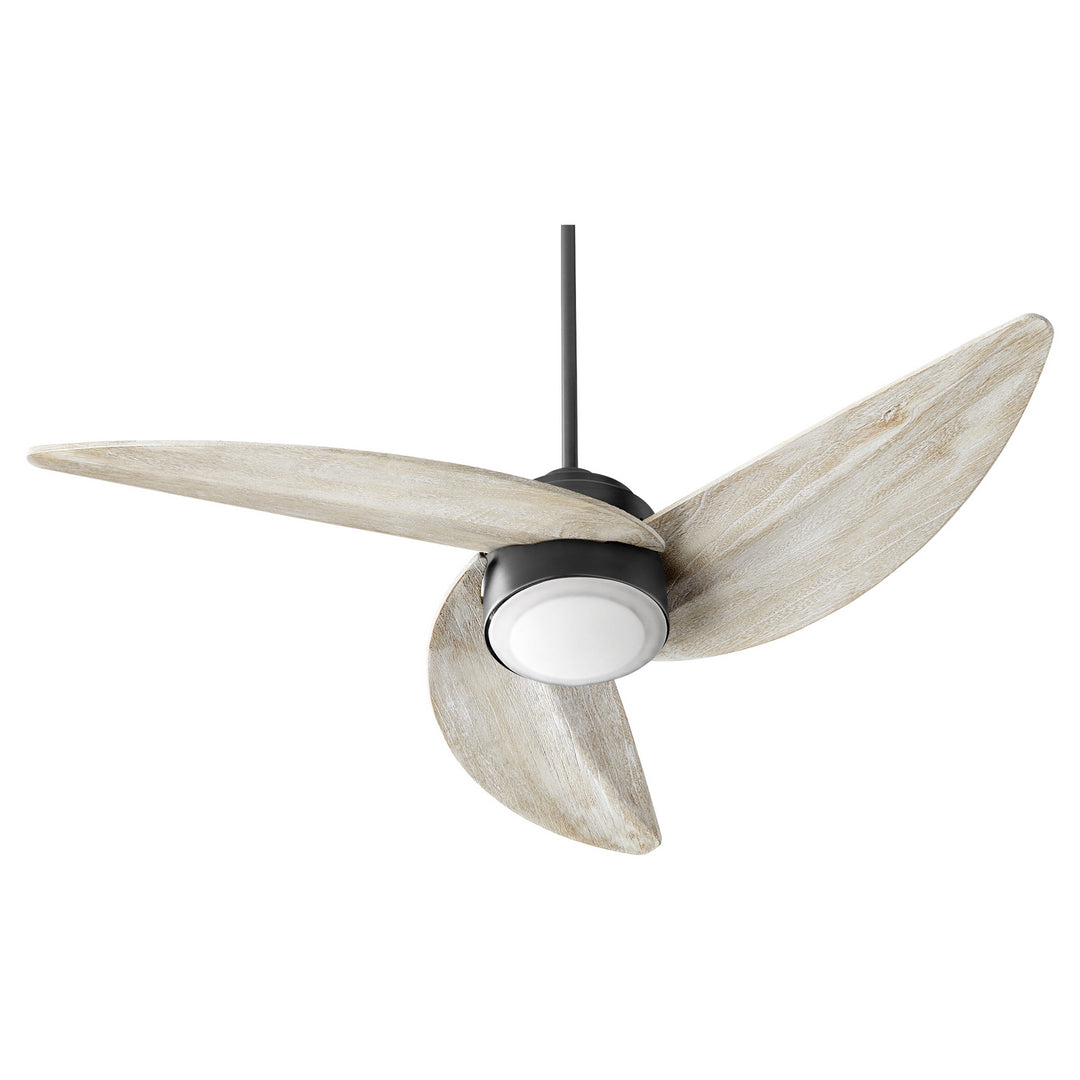 Quorum Trinity 41523-69 Ceiling Fan - Textured Black, Weathered Oak