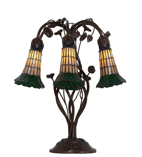 Meyda Tiffany Lighting 102415 Stained Glass Pond Lily Six Light Table Lamp Lamp Bronze / Dark