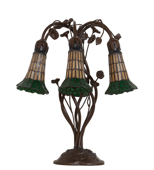Meyda Tiffany Lighting 102415 Stained Glass Pond Lily Six Light Table Lamp Lamp Bronze / Dark