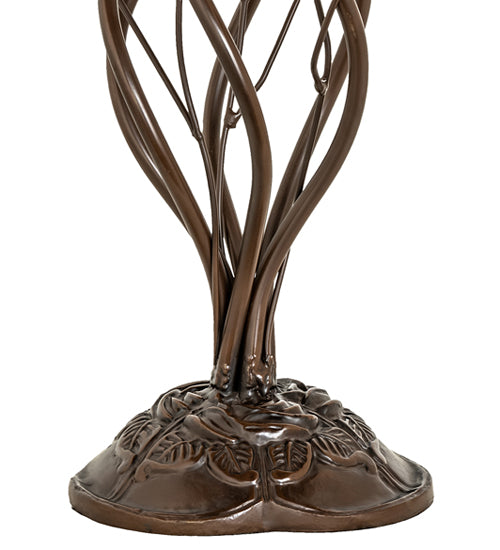 Meyda Tiffany Lighting 102415 Stained Glass Pond Lily Six Light Table Lamp Lamp Bronze / Dark
