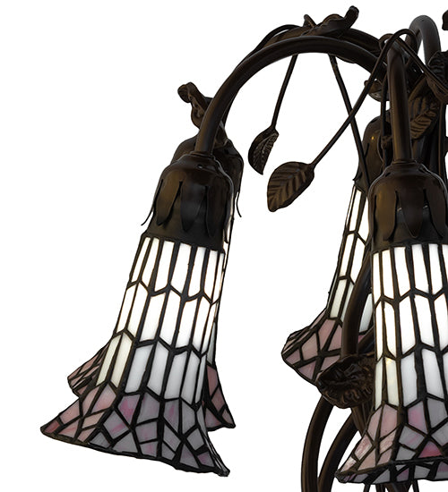 Meyda Tiffany Lighting 102416 Stained Glass Pond Lily Six Light Table Lamp Lamp Bronze / Dark