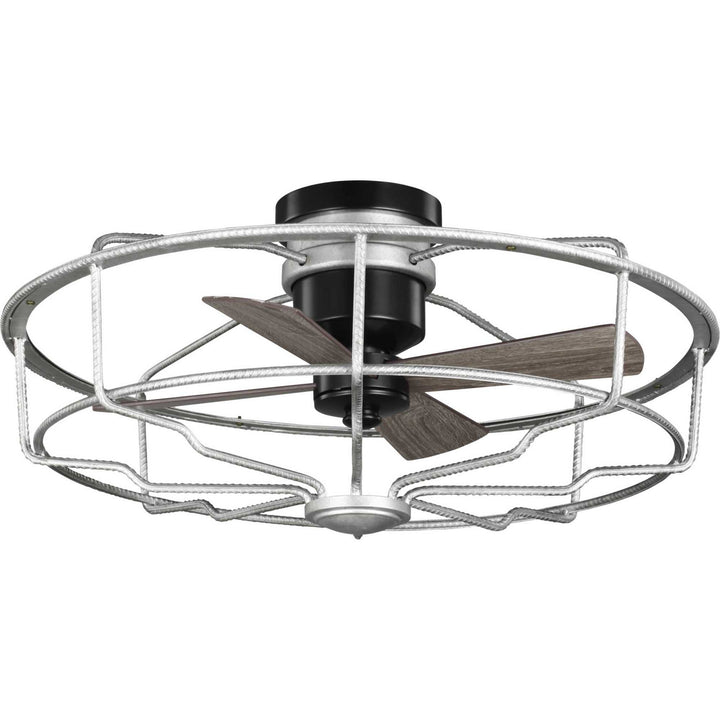 Progress Loring P250006-141 Ceiling Fan - Galvanized Finish, Matte Black/