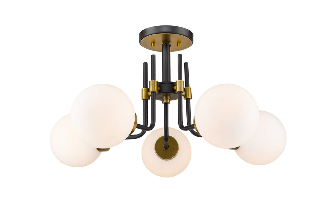 Z-Lite Parsons 477-5SF-MB-OBR Ceiling Light - Matte Black / Olde Brass