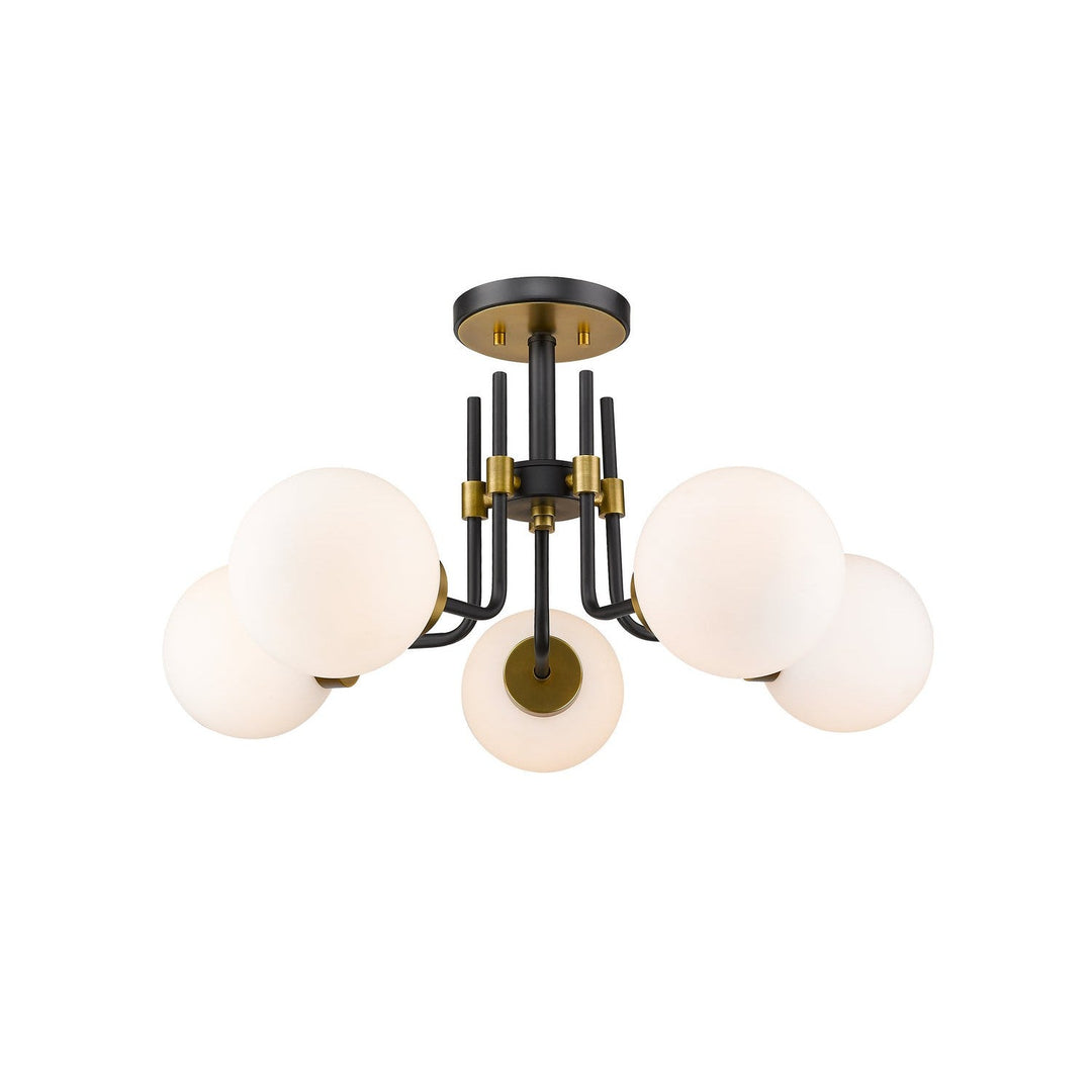 Z-Lite Parsons 477-5SF-MB-OBR Ceiling Light - Matte Black / Olde Brass