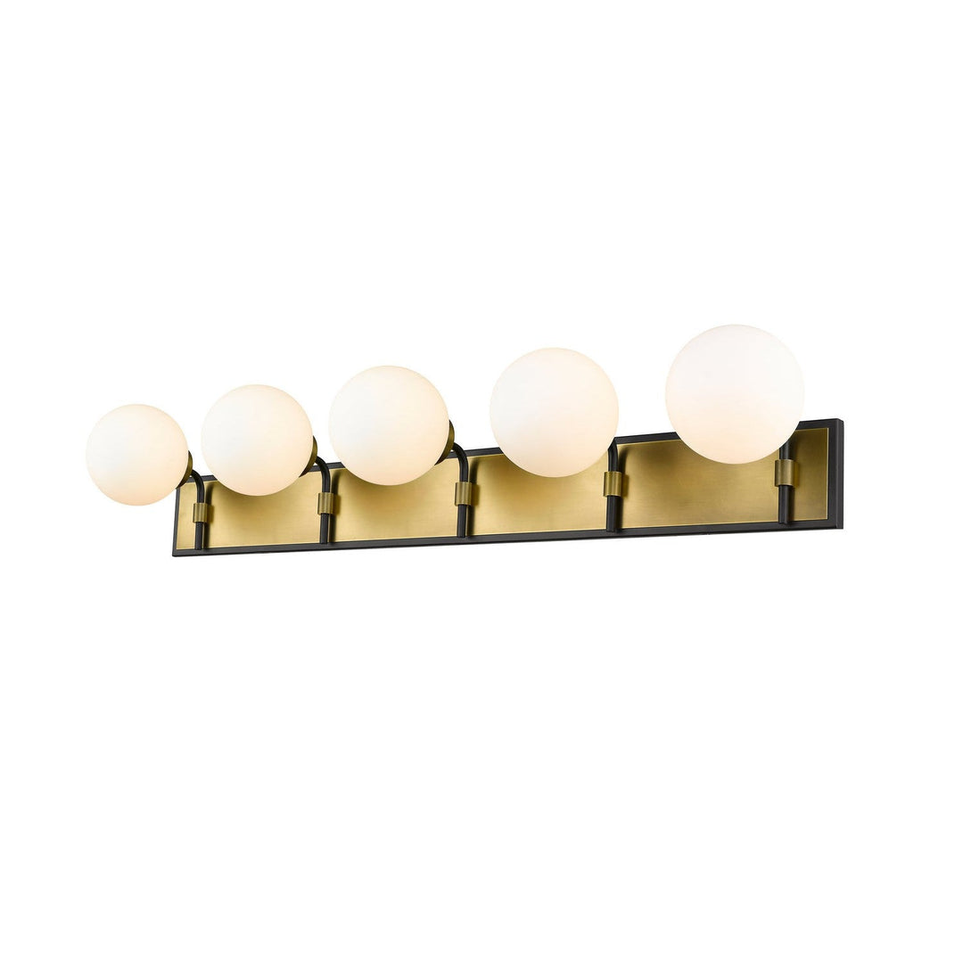 Z-Lite Parsons 477-5V-MB-OBR Bath Vanity Light 43 in. wide - Matte Black / Olde Brass