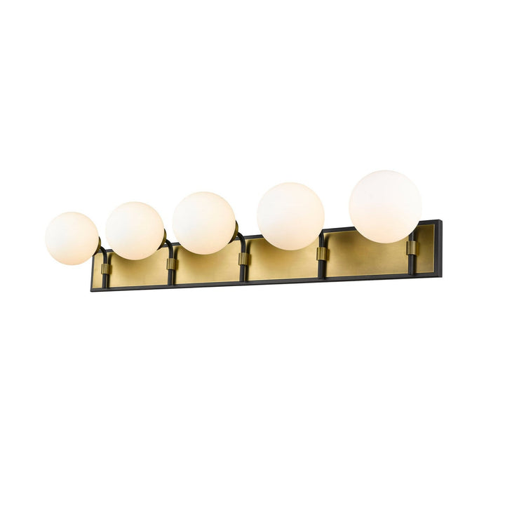 Z-Lite Parsons 477-5V-MB-OBR Bath Vanity Light 43 in. wide - Matte Black / Olde Brass