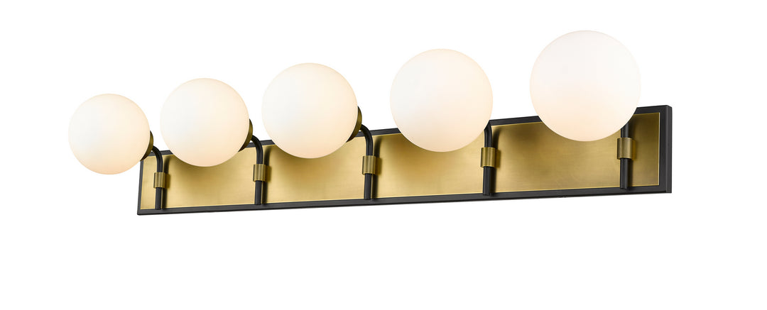 Z-Lite Parsons 477-5V-MB-OBR Bath Vanity Light 43 in. wide - Matte Black / Olde Brass