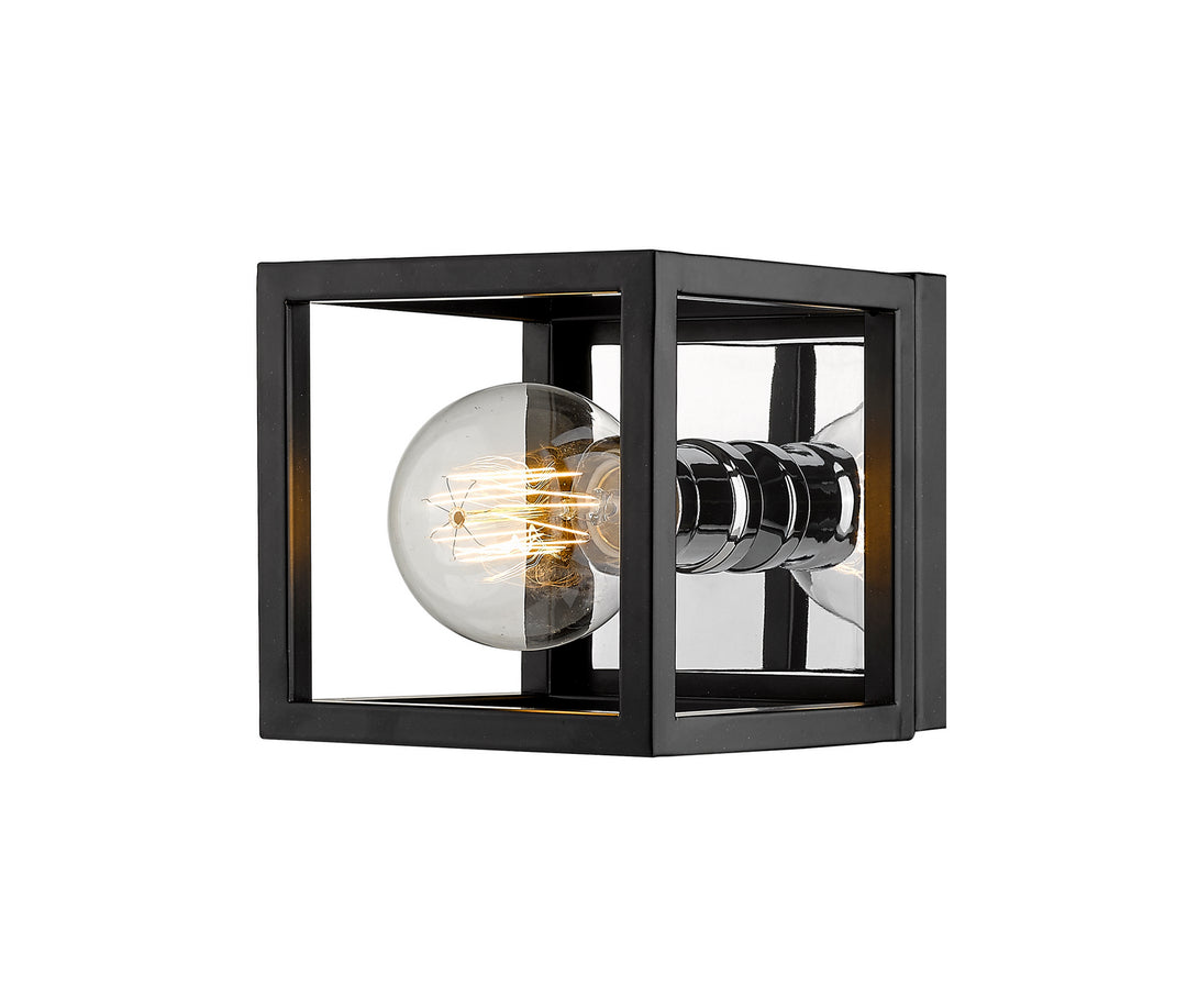 Z-Lite Kube 480-1S-MB-CH Wall Sconce Light - Matte Black / Chrome